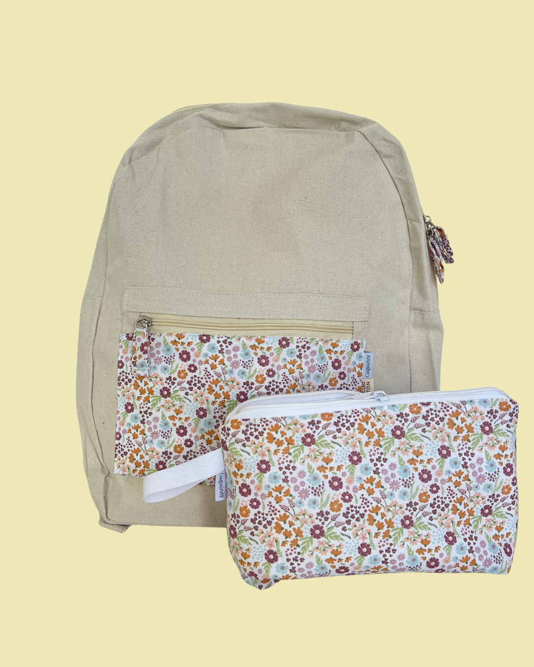 Mochila con cremallera + neceser a juego