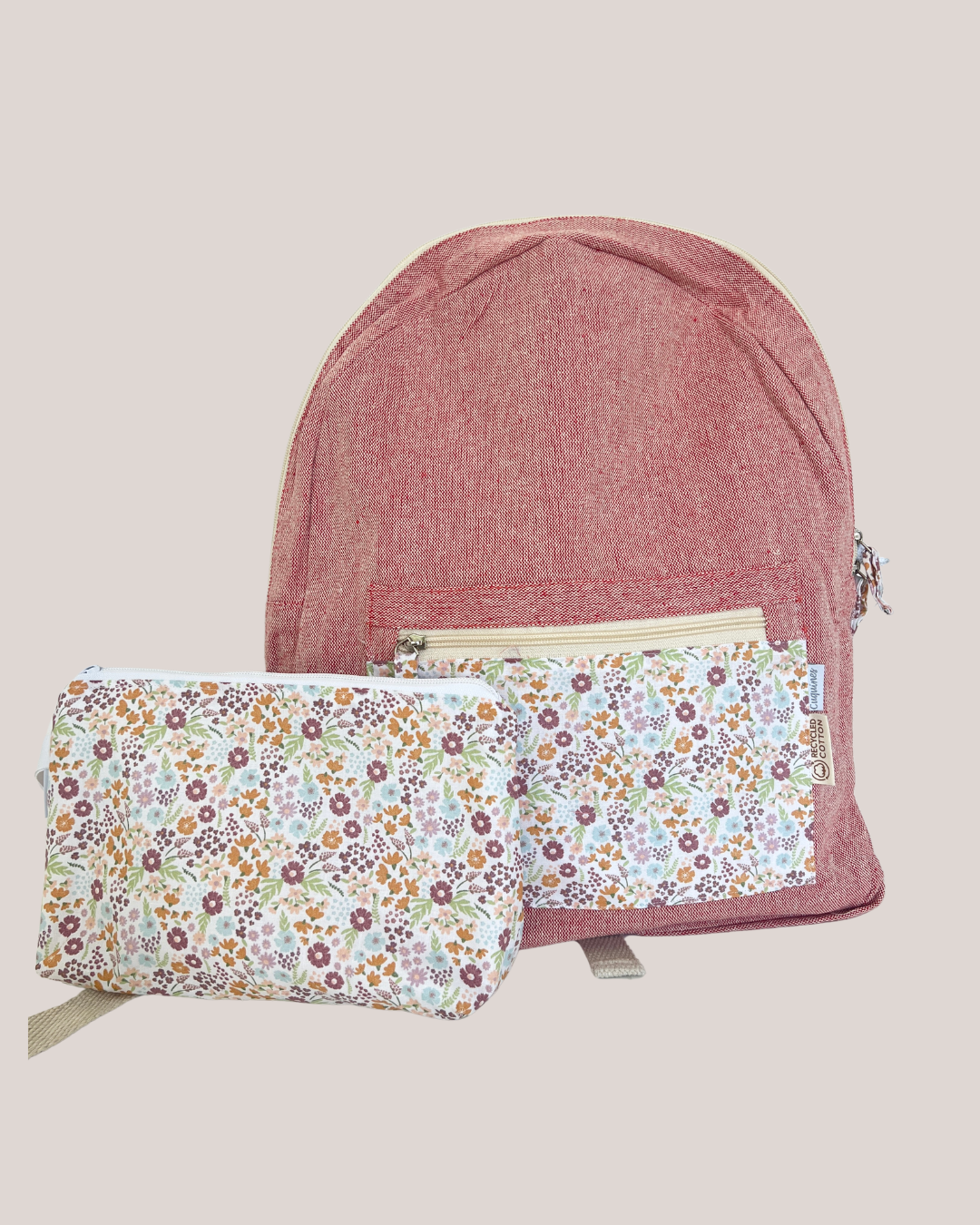 Mochila con cremallera + neceser a juego