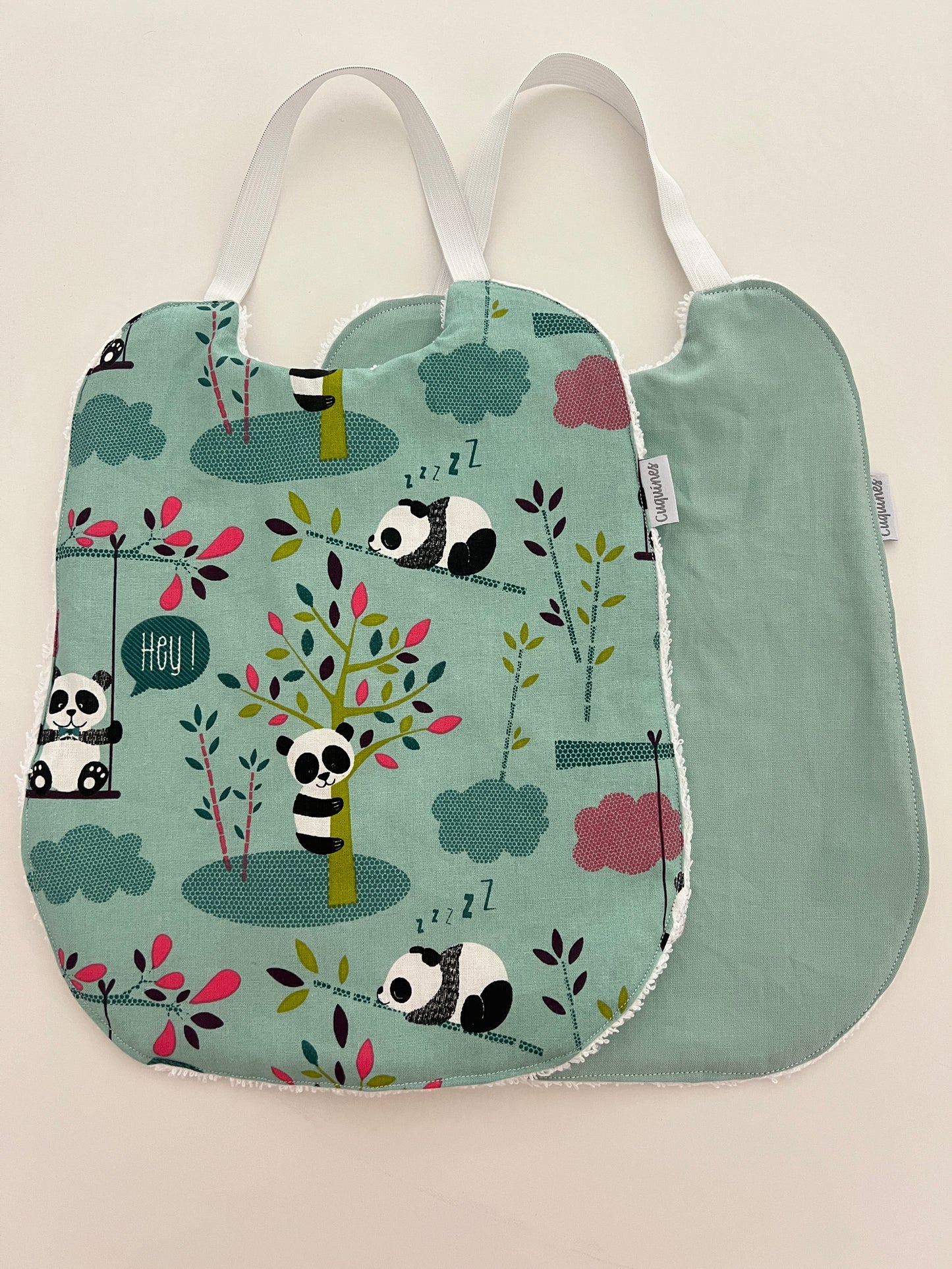 Pack 2 baberos Pandas Menta