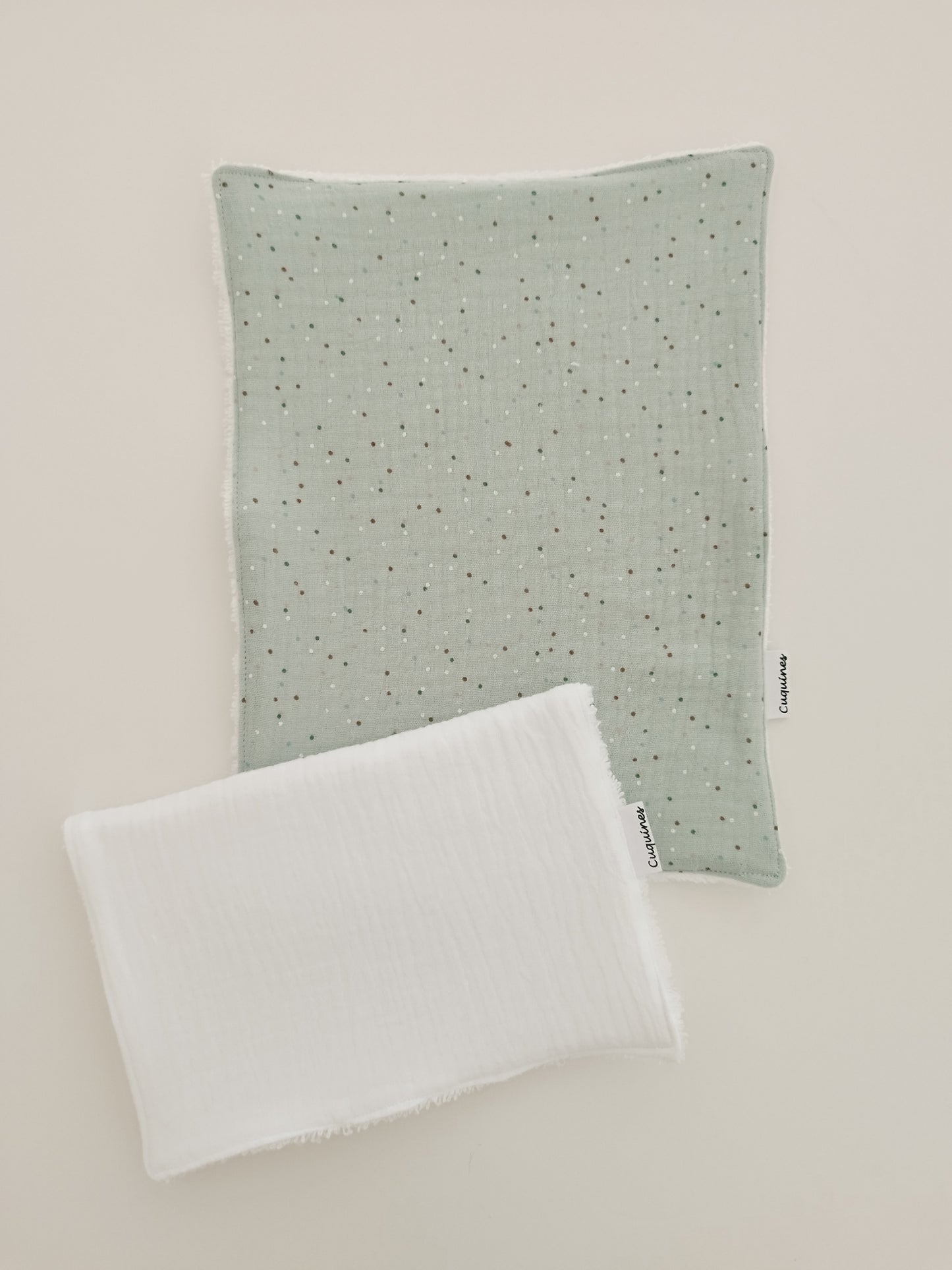 Pack 2 toallitas de bebé Muselina topos menta