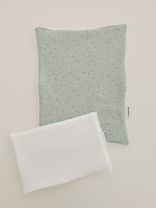 Pack 2 toallitas de bebé Muselina topos menta