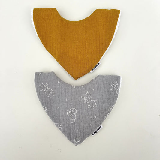 Pack 2 bandanas de bebé muselina estampados