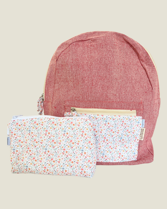 Mochila con cremallera + neceser a juego