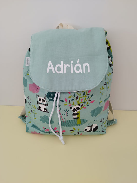 Mochila de solapa Pandas menta