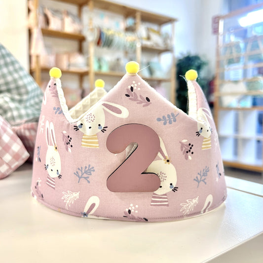 Corona infantil conejitos lila clásica