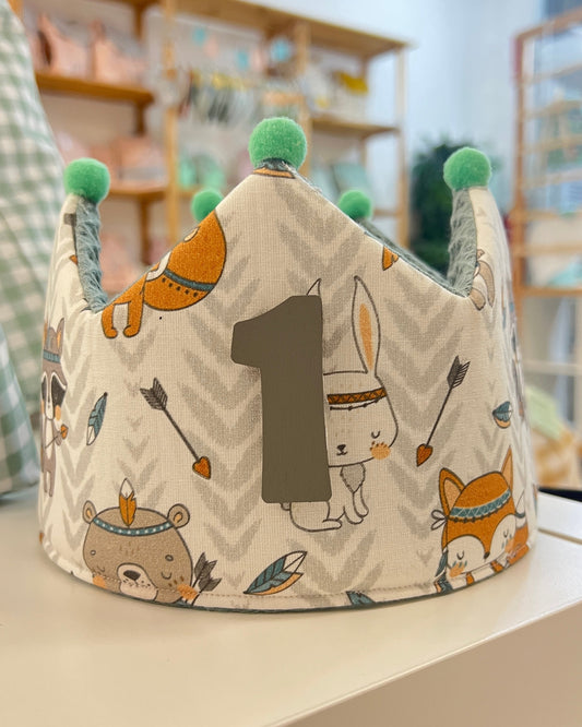 Corona infantil cumpleaños reversible indios y tipis