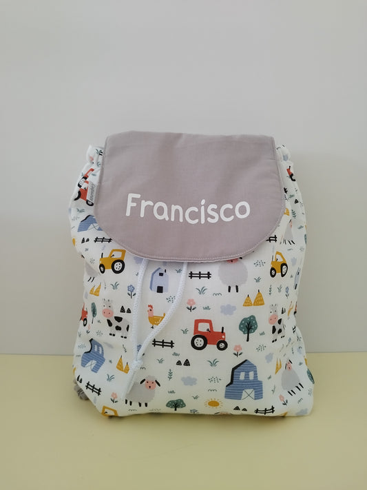 Mochila de solapa Tractores colores